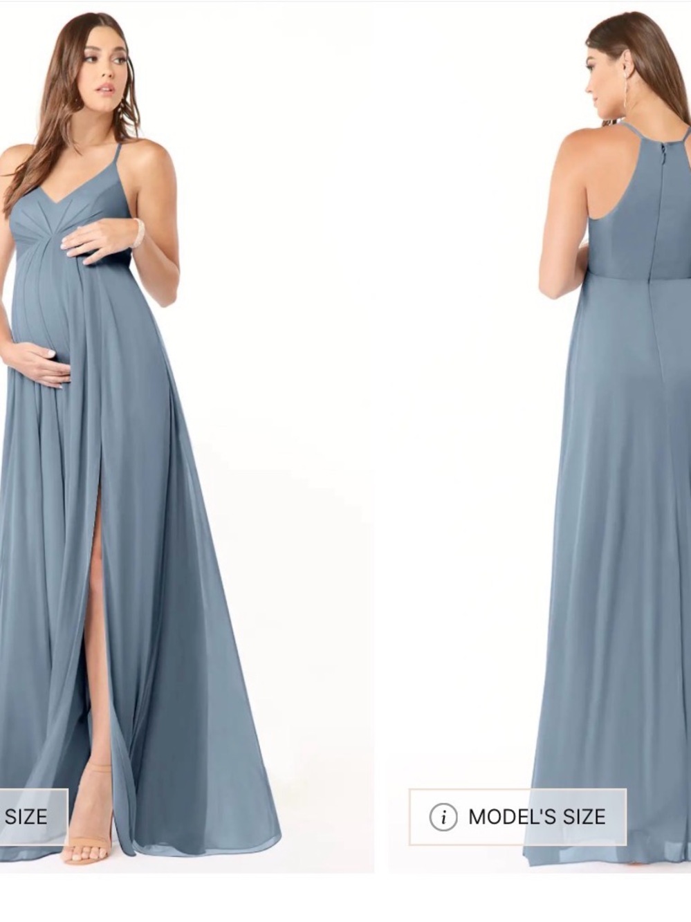 Azazie Slate Blue Maternity Spaghetti Strap Maxi Dress